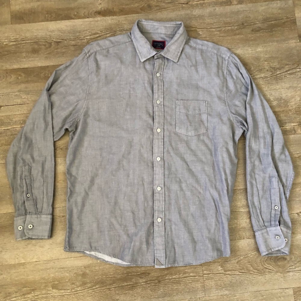 UNTUCKit Long Sleeve Button Up Shirt Light Gray Cotton Mens Size Large
